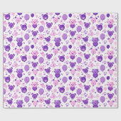 Paarse roze en lavendel Beren en ballonnen cadeau Cadeaupapier (Vlak)