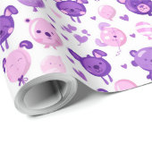 Paarse roze en lavendel Beren en ballonnen cadeau Cadeaupapier (Rol Hoek)