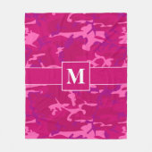 Paarse, roze en lavendel camouflagepatroon fleece deken (Voorkant)