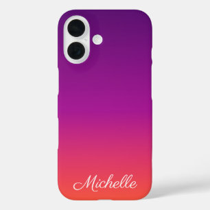 Paarse, roze en oranje gradiëntmeter iPhone 16 hoesje