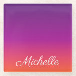 Paarse, roze en oranje gradiëntmeter glazen onderzetter<br><div class="desc">Paarse,  roze en oranje gradiëntmeter</div>