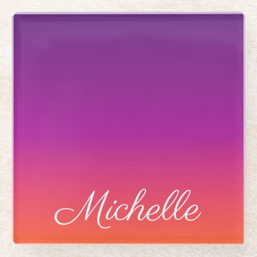 Paarse, roze en oranje gradiëntmeter glazen onderzetter (Voorkant)