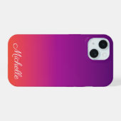 Paarse, roze en oranje gradiëntmeter iPhone 15 case (Achterkant horizontaal)