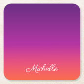 Paarse, roze en oranje gradiëntmeter kartonnen onderzetters (Voorkant)