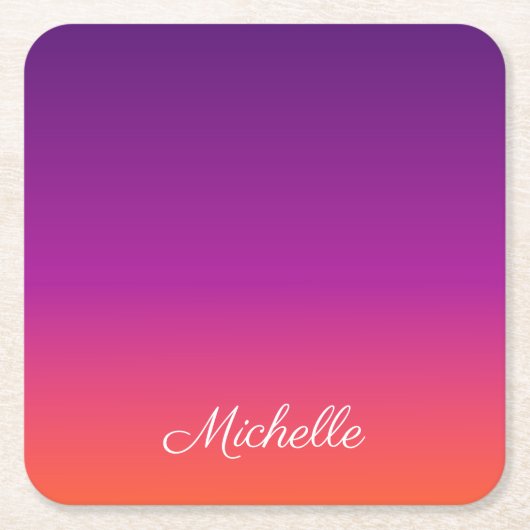 Paarse, roze en oranje gradiëntmeter kartonnen onderzetters (Voorkant)
