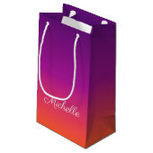 Paarse, roze en oranje gradiëntmeter klein cadeauzakje (Achterkant Gekanteld)