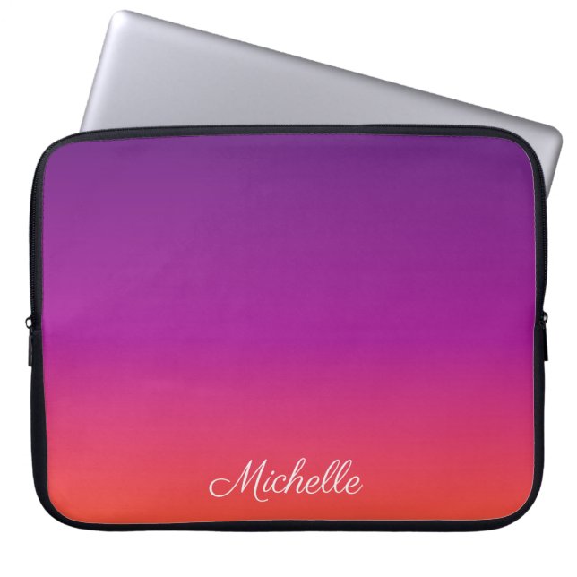 Paarse, roze en oranje gradiëntmeter laptop sleeve (Voorkant)