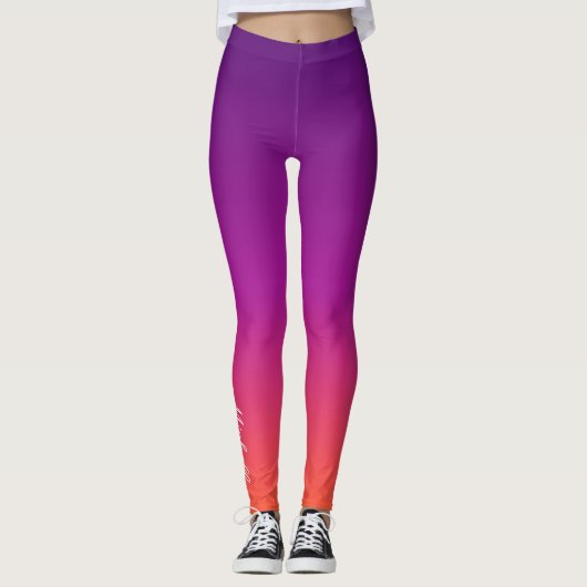 Paarse, roze en oranje gradiëntmeter leggings (Voorkant)