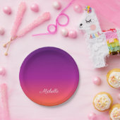 Paarse, roze en oranje gradiëntmeter papieren bordje (Feest)