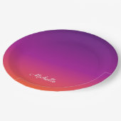 Paarse, roze en oranje gradiëntmeter papieren bordje (Gekanteld)