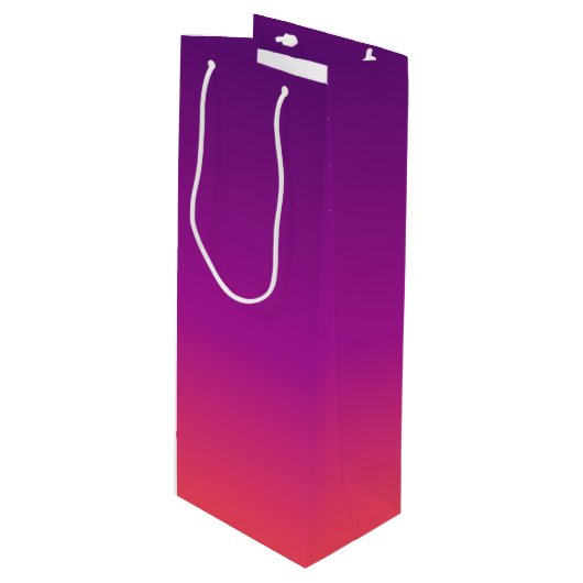 Paarse, roze en oranje gradiëntmeter wijn cadeautas (Voorkant Gekanteld)