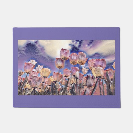 Paarse roze en oranje tulpen deurmat (Voorkant)