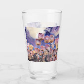 Paarse, roze en oranje tulpen glas (Achterkant)