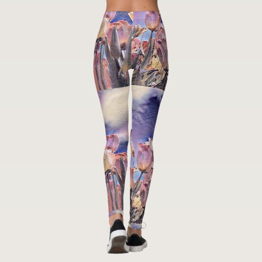 Paarse roze en oranje tulpen leggings (Achterkant)