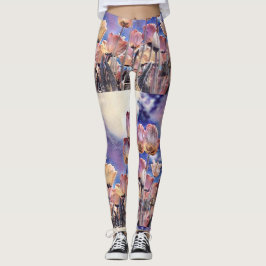 Paarse roze en oranje tulpen leggings