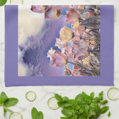 Paarse, roze en oranje tulpen theedoek (Gevouwen)