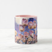 Paarse, roze en oranje tulpen Tweetone koffiemu Mok (Midden)