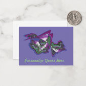 Paarse Roze en Periwinkle Note Kaart Notitiekaartje (Voorkant / Achterkant in situ)