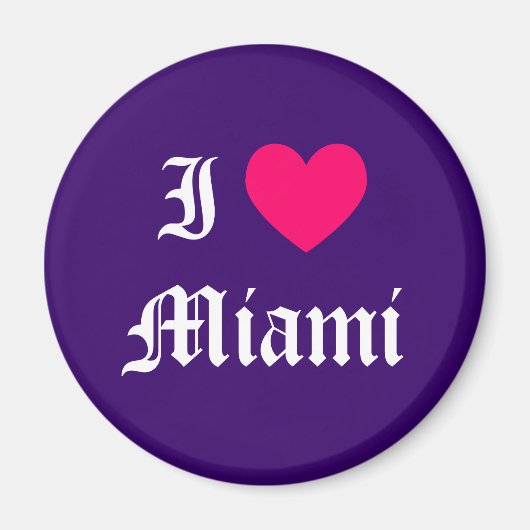 Paarse roze en wit I Love Miami Magneet (Voorkant)