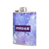 Paarse roze en witte achtergrond heupfles (Links)