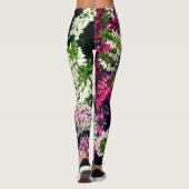 Paarse, roze en witte bloemen leggings (Achterkant)