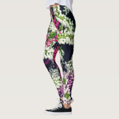 Paarse, roze en witte bloemen leggings (Links)