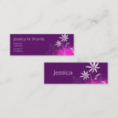 Paarse, roze en witte bloemen mini visitekaartje (Voorkant / Achterkant)