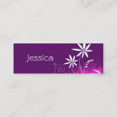 Paarse, roze en witte bloemen mini visitekaartje (Achterkant)