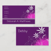 Paarse, roze en witte bloemen visitekaartje (Voorkant / Achterkant)