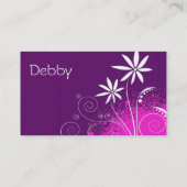 Paarse, roze en witte bloemen visitekaartje (Achterkant)