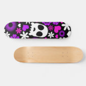 Paarse, roze en witte schedel en bloempatroon persoonlijk skateboard (Horizontaal)