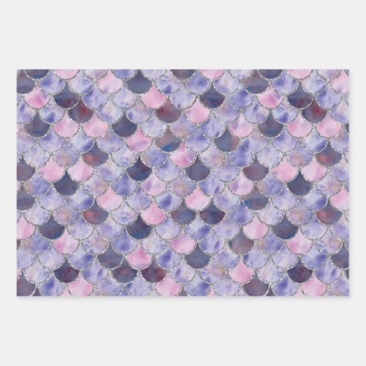 Paarse, Roze en Zilverzeemeerminnen Inpakpapier Vel (Voorkant 3)