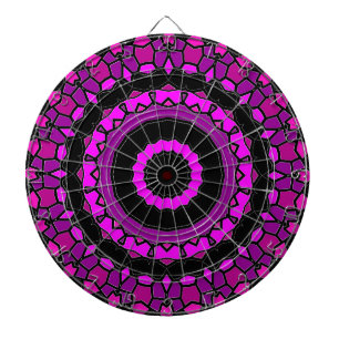 Paarse roze en zwarte Kaleidoscoop Patroon Dartbord