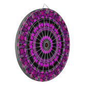 Paarse roze en zwarte Kaleidoscoop Patroon Dartbord (Voorkant Links)