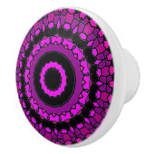 Paarse roze en zwarte Kaleidoscoop Patroon Keramische Knop (Rechts)