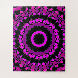 Paarse roze en zwarte Kaleidoscoop Patroon Legpuzzel