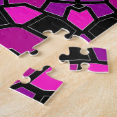 Paarse roze en zwarte Kaleidoscoop Patroon Legpuzzel (Zijkant)