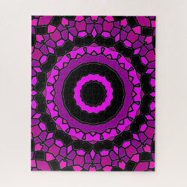 Paarse roze en zwarte Kaleidoscoop Patroon Legpuzzel