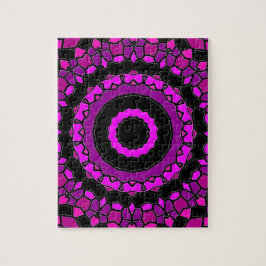 Paarse roze en zwarte Kaleidoscoop Patroon Legpuzzel