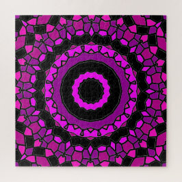 Paarse roze en zwarte Kaleidoscoop Patroon Legpuzzel