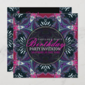 Paarse roze Fabulous 40 Event Party Invitation Kaart (Voorkant / Achterkant)