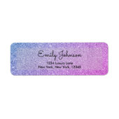 Paarse roze faux glitter schittering etiket (Voorkant)
