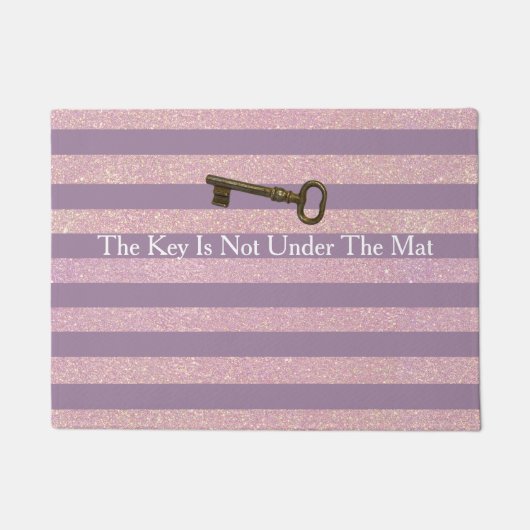 Paarse roze faux glitter Stripes Funny Glam Deurmat (Voorkant)