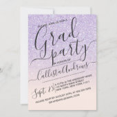 Paarse Roze Faux Sparkly Glitter Ombre Afstuderen Kaart (Voorkant)