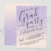 Paarse Roze Faux Sparkly Glitter Ombre Afstuderen Kaart (Voorkant / Achterkant)
