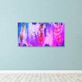 Paarse roze feathers Modern Stretched Canvas afdru (Insitu (Houten vloer))