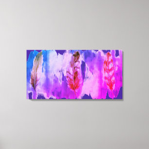 Paarse roze feathers Modern Stretched Canvas afdru
