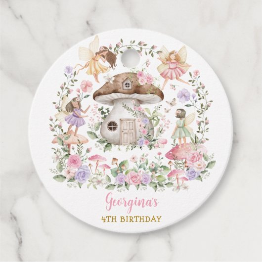 Paarse Roze Fee Bloementuin Verjaardag Bedankjes Labels (Voorkant)