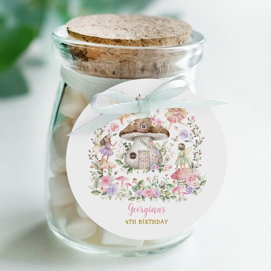 Paarse Roze Fee Bloementuin Verjaardag Bedankjes Labels