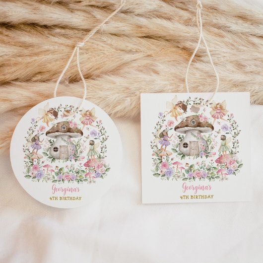 Paarse Roze Fee Bloementuin Verjaardag Bedankjes Labels